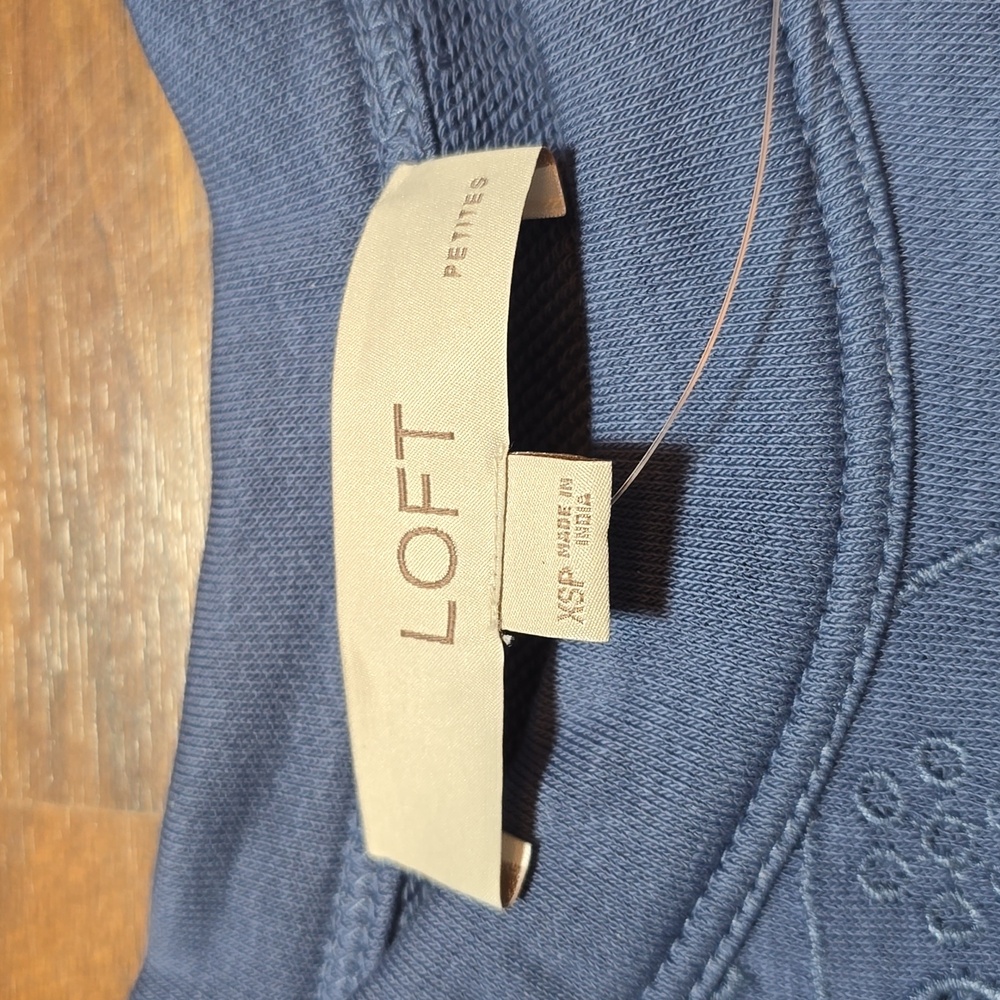 LOFT Petite Eyelet Mixed Media Short Sleeve Sweatshirt - Picture 5 of 10